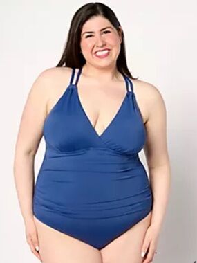 Jantzen Surplice Neck Strappy Back
One-Piece Swimsuit - Blue